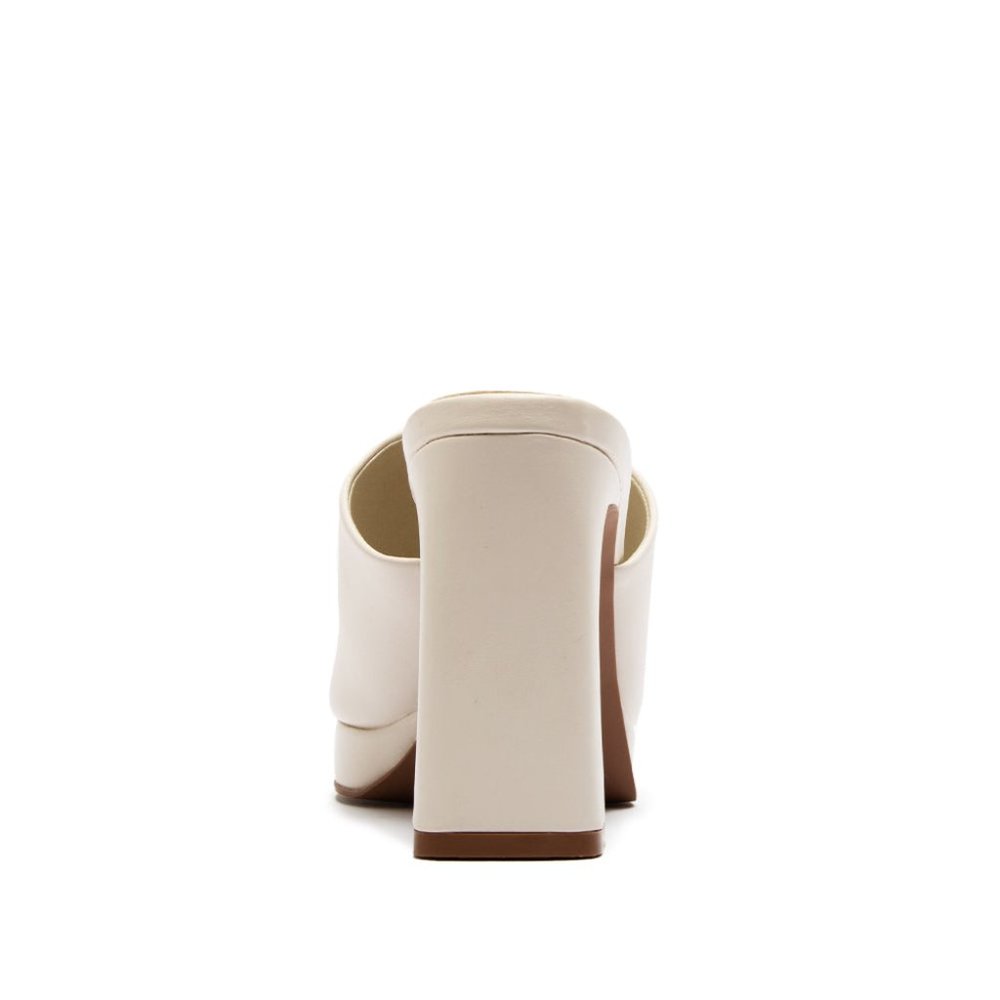 ⚡FINAL SALE! Off White Vegan Leather Mule Heels - Picture 5 of 6